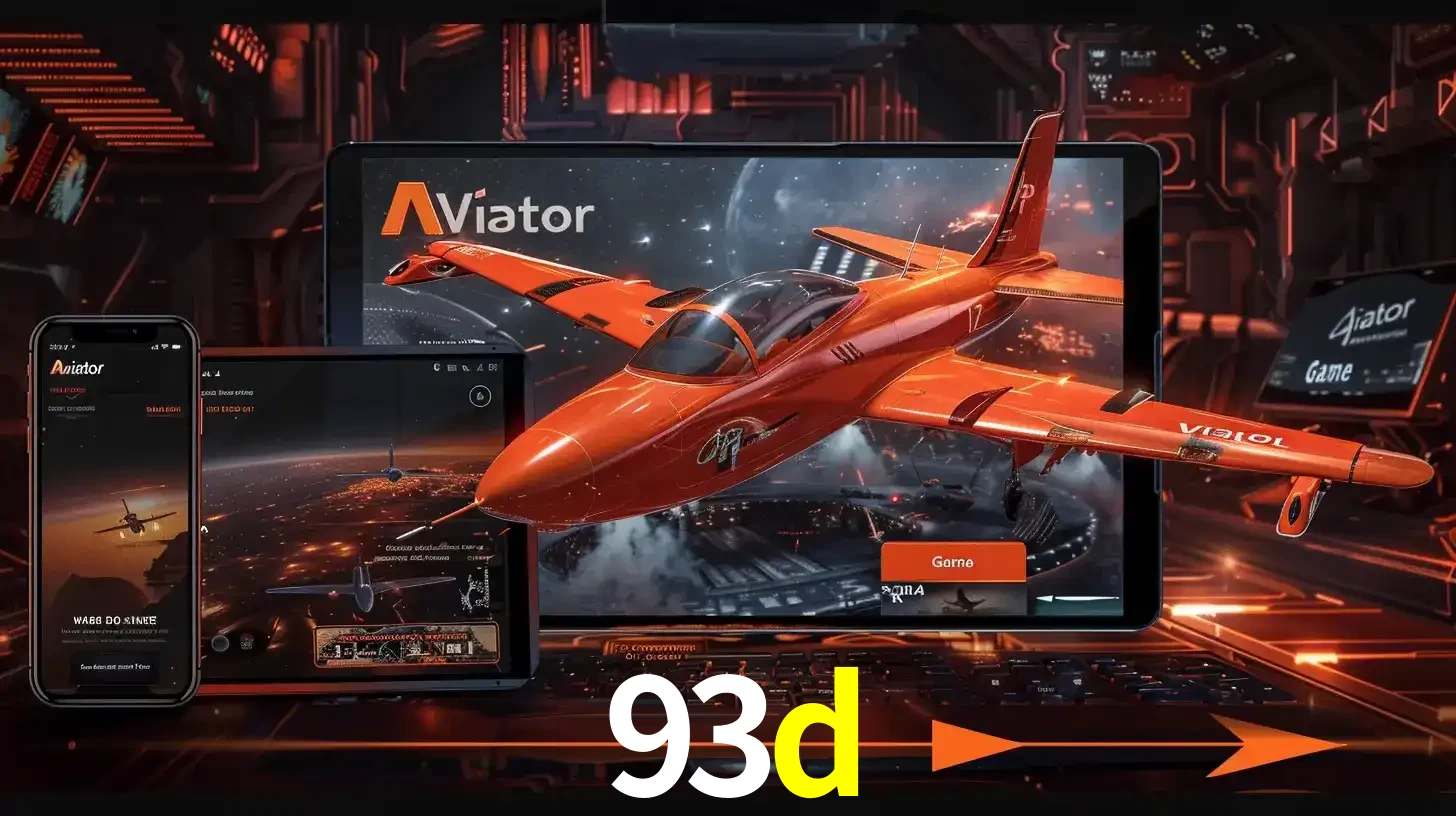 Apresentação tecnológica do jogo Aviator com um avião saindo da tela de um tablet, demonstrando a experiência imersiva em múltiplos dispositivos no 93d.