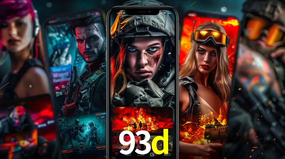 Montagem de telas de celular mostrando diversos personagens, masculinos e femininos, de um jogo de tiro, ilustrando a diversidade de equipes de e-sports para apostar no 93d.